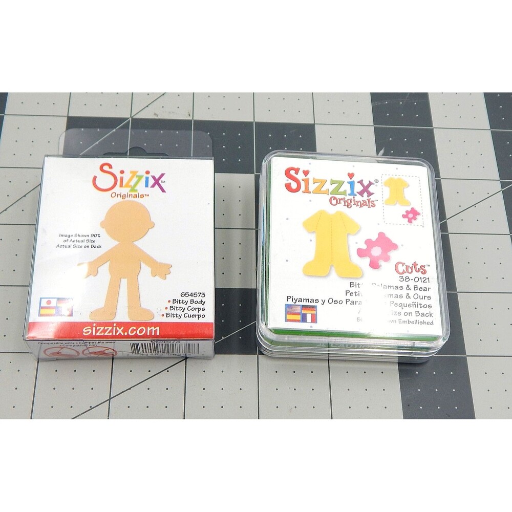Sizzix Green Small Die Lot of 2 Bitty Body 654573 Bitty Pajama Bear Set 38-0121